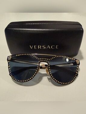 Versace Black Sunglasses with Gold Stud Embellishments